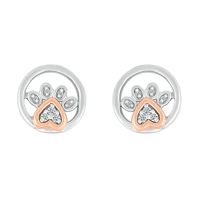 Boucle d'oreilles  en argent sterling , or rose 10K sertis de diamants. Color: 2 tons | Doucet Latendresse