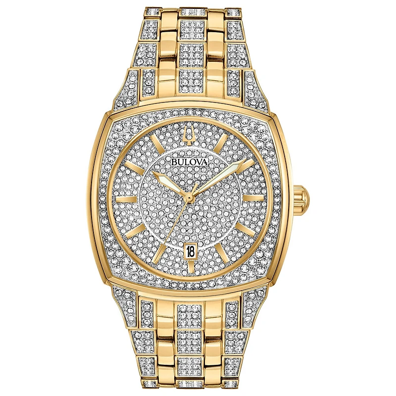 Montre Bulova en acier inoxydable avec cristaux d'or | Doucet Latendresse