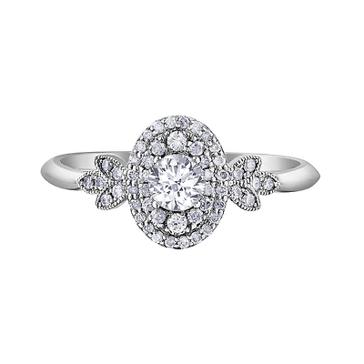 Bague de fiançailles Éclat du Nord  - Or blanc 10K & Diamants canadiens totalisant 0.43 Carat. Color: blanc | Doucet Latendresse