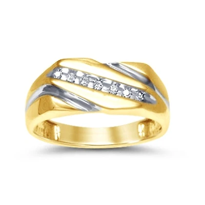 10K wavy ring with diamonds. Color: yellow | Doucet Latendresse