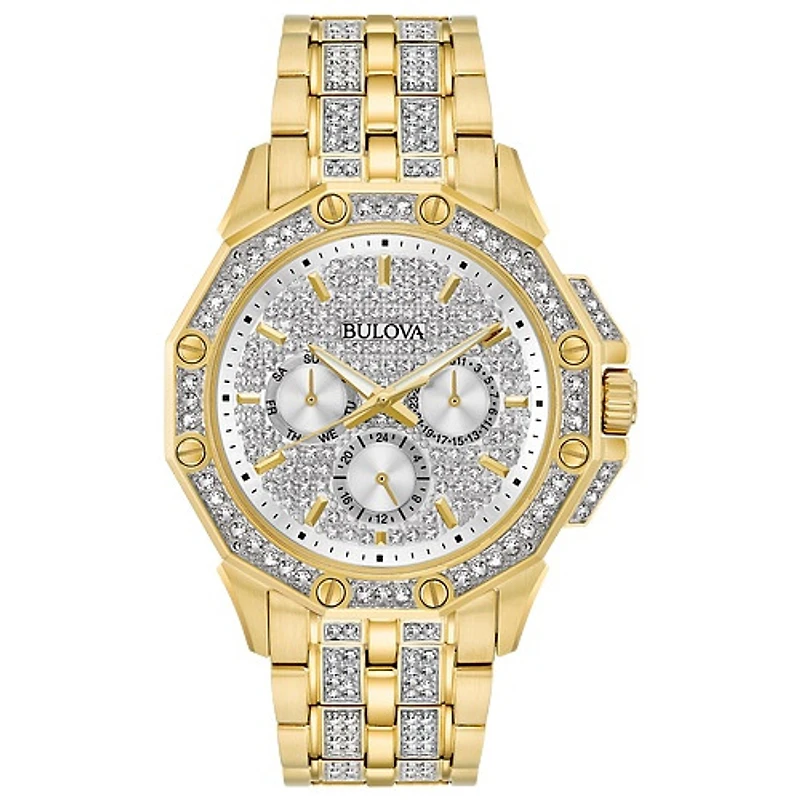 Bulova Octava Men's Gold Pavé Dial Crystal Watch | Doucet Latendresse