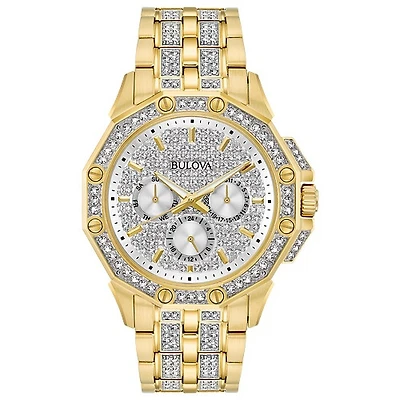 Bulova Octava Men's Gold Pavé Dial Crystal Watch | Doucet Latendresse