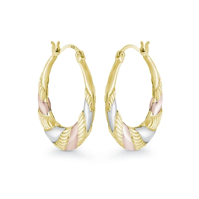 Hoop earrings - 10K 3 tone Gold (yellow white and rose). Color: 3 tone | Doucet Latendresse