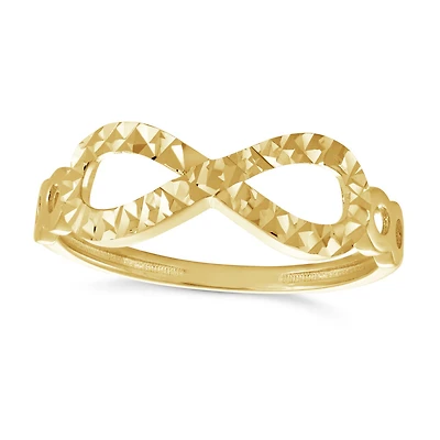 10k textured infinity ring. Color: yellow | Doucet Latendresse