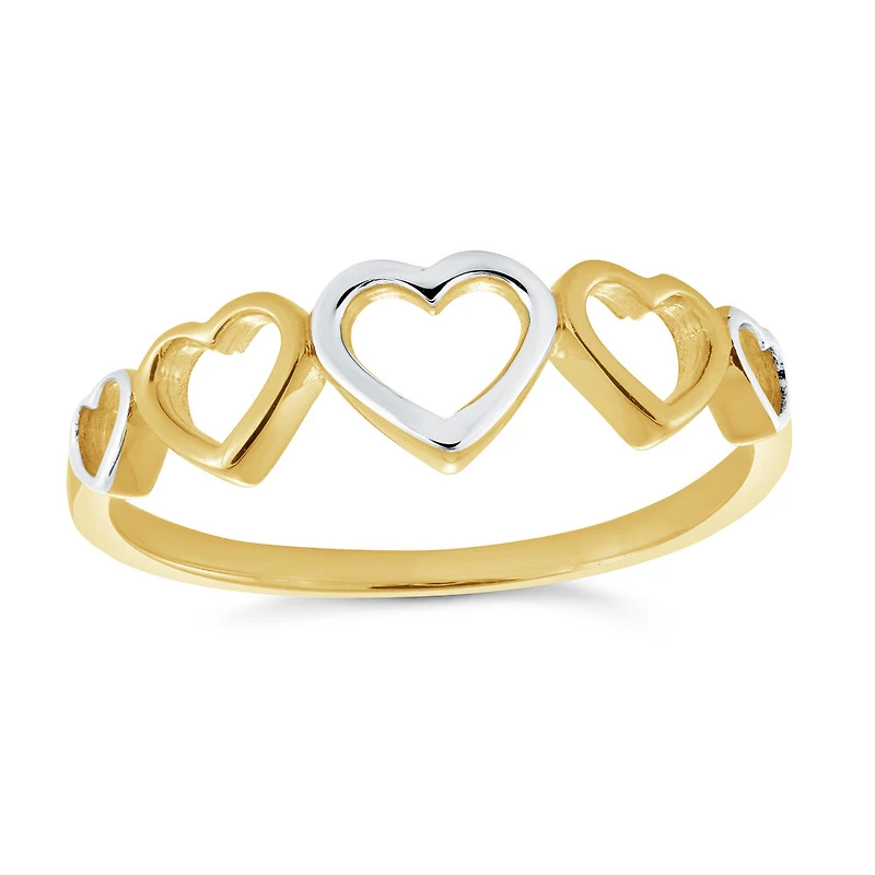 Bague petits cœurs 10k. Color: 2 tons | Doucet Latendresse