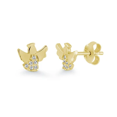 Boucles d'oreilles ange en or jaune 10k. Color: jaune | Doucet Latendresse