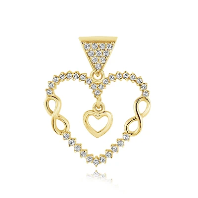 Heart with infinity pendant for women in 10k yellow gold and cubic zirconia. Color: yellow | Doucet Latendresse