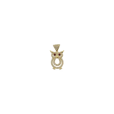 Owl Pendant -10K yellow Gold and cubic zirconia. Color: yellow | Doucet Latendresse