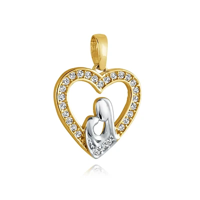 Pendentif mère et enfant en or jaune 10K avec zircons cubiques. Color: jaune | Doucet Latendresse