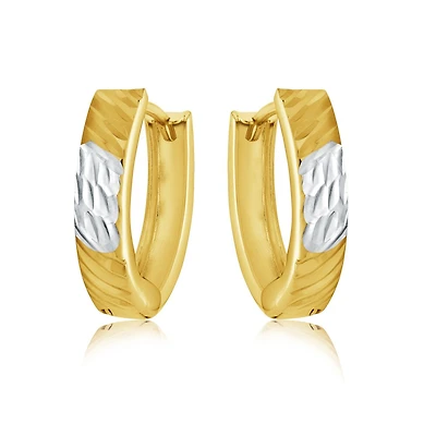 Oval hoop earrings for women - 10K 2-tone Gold. Color: 2 tone | Doucet Latendresse