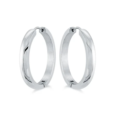 Boucles d'oreilles anneaux - Acier inoxydable. Color: blanc | Doucet Latendresse