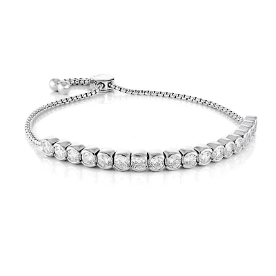 Bracelet en acier inoxydable sertie de zircons cubiques - 5.5mm. Color: blanc | Doucet Latendresse
