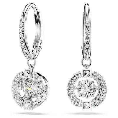 Boucles d'Oreilles Una en Métal Rhodié avec Cristaux Swarovski - 0.3 x 0.1 cm. Color: blanc | Doucet Latendresse