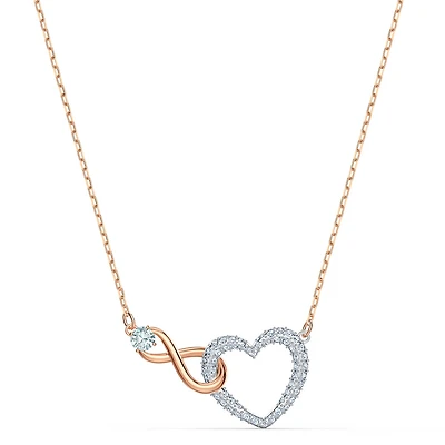 Swarovski Infinity necklace Infinity and heart, White, Mixed metal finish. Color: 2 tone | Doucet Latendresse