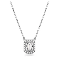 Collier Una en Métal Rhodié avec Cristaux Swarovski - 38 - 43 cm. Color: blanc | Doucet Latendresse