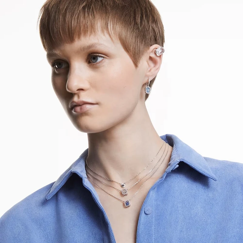 Collier Una en Métal Rhodié avec Cristaux Swarovski - 38 - 43 cm. Color: blanc | Doucet Latendresse