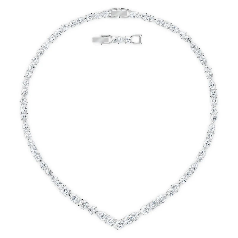 Collier Tennis en Métal Rhodié avec Cristaux Swarovski - 15