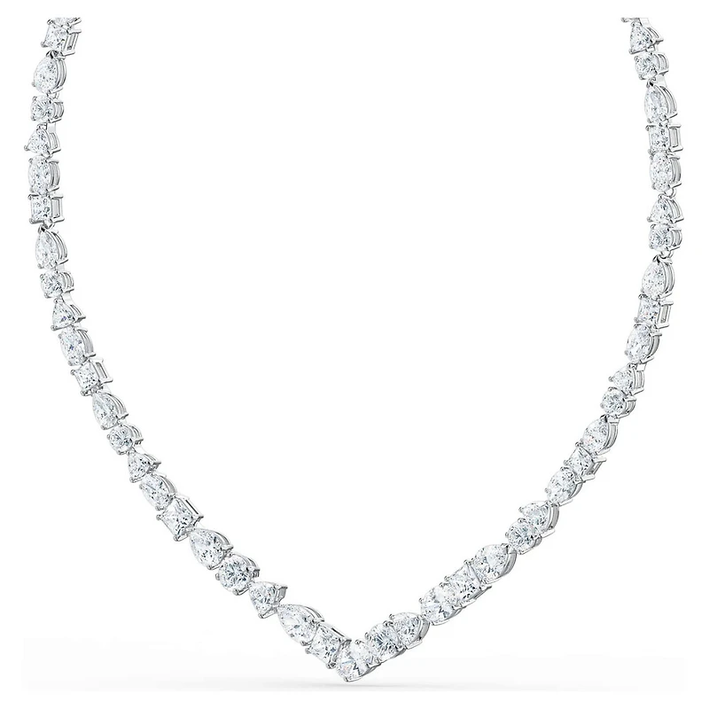 Collier Tennis en Métal Rhodié avec Cristaux Swarovski - 15