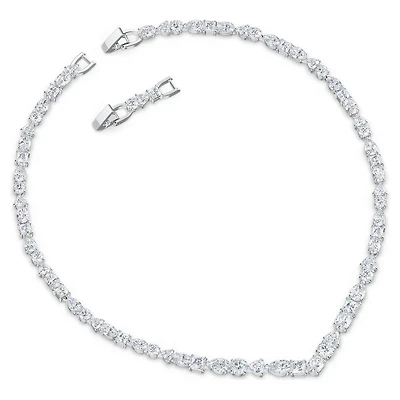 Collier Tennis en Métal Rhodié avec Cristaux Swarovski - 15