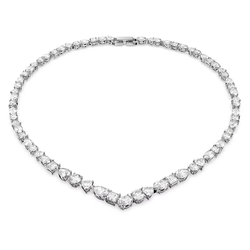 Collier Tennis en Métal Rhodié avec Cristaux Swarovski - 15