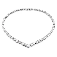 Collier Tennis en Métal Rhodié avec Cristaux Swarovski - 15