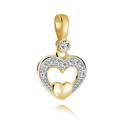 Pendentif cœur en or jaune 10k avec zircone cubique. Color: jaune | Doucet Latendresse