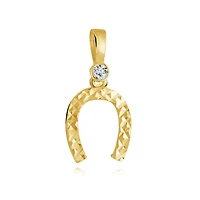 Pendentif fer à cheval avec un zircon cubique en jaune 10K. Color: jaune | Doucet Latendresse
