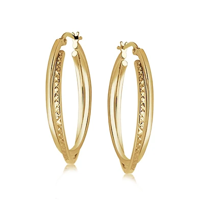 Boucles d'oreilles anneaux pour femme  en or jaune 10K. Color: jaune | Doucet Latendresse