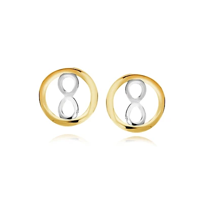 Boucles d'oreilles avec symbole infini en or jaune et blanc 10K. Color: 2 tons | Doucet Latendresse