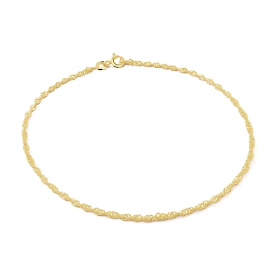 9'' 10K Yellow Gold Singapore Ankle Chain. Color: yellow | Doucet Latendresse