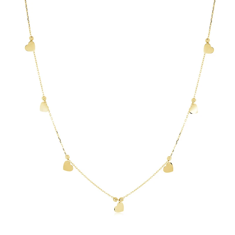 Collier avec Coeurs en Or 10K - 16