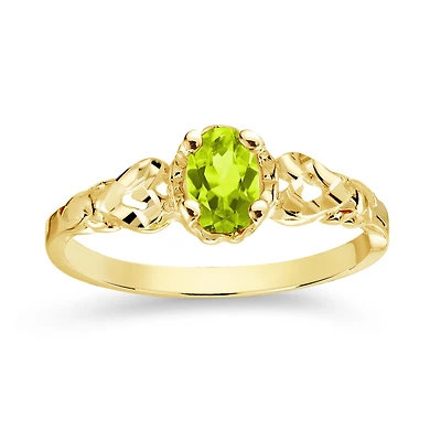 10K Gold Ring 1.5mm with Synthetic Peridot - August. Color: yellow | Doucet Latendresse
