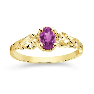 10K Gold Ring 1.5mm with Synthetic Tourmaline - October. Color: yellow | Doucet Latendresse