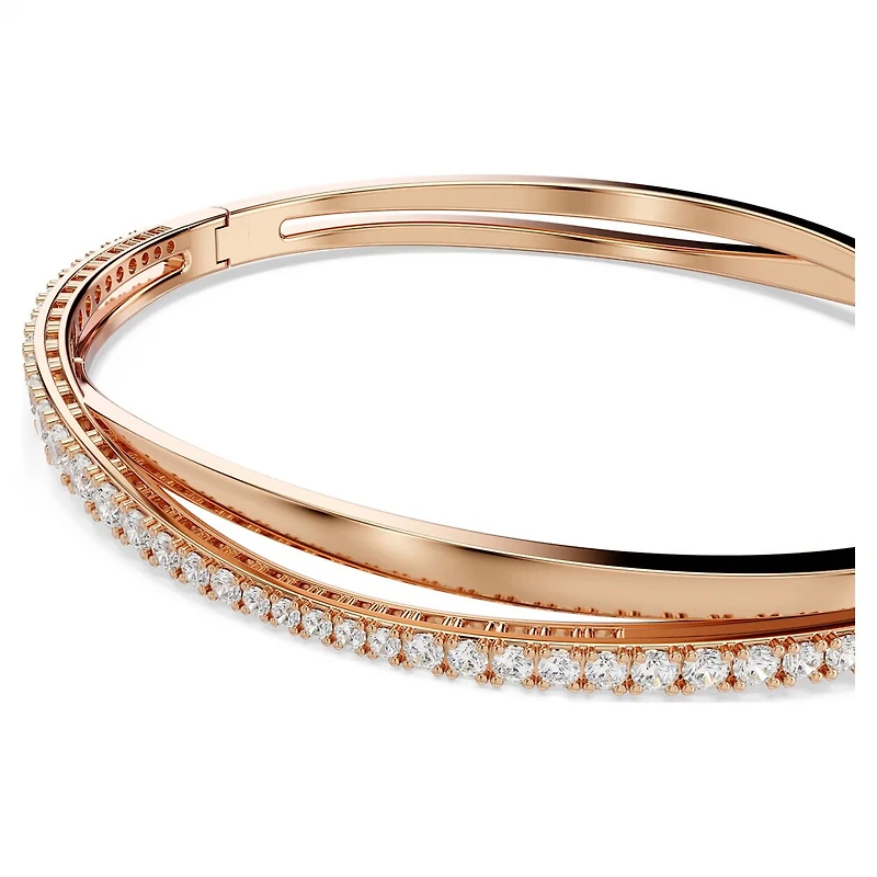 Bracelet-jonc Hyperbola en Métal Plaqué Or Rose avec Cristaux Swarovski - 6.5