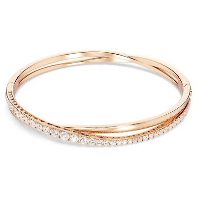 Bracelet-jonc Hyperbola en Métal Plaqué Or Rose avec Cristaux Swarovski - 6.5
