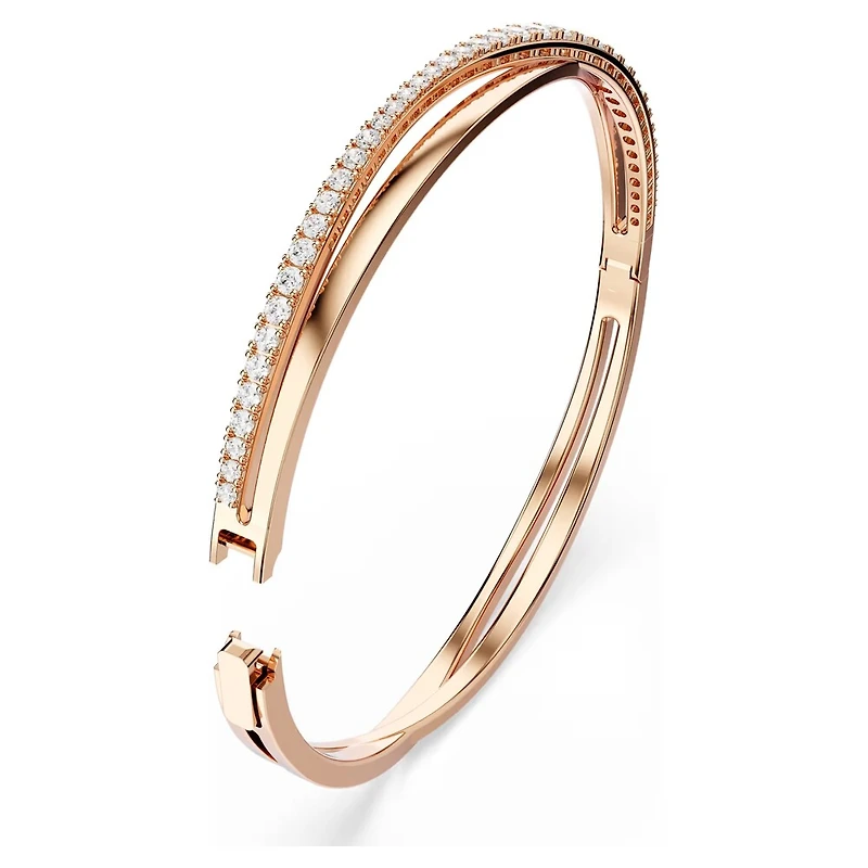 Bracelet-jonc Hyperbola en Métal Plaqué Or Rose avec Cristaux Swarovski - 6.5