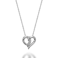 Necklace 16'' with heart-shaped pendant with 0.10 diamond points in 10K white Gold. Color: blanc | Doucet Latendresse