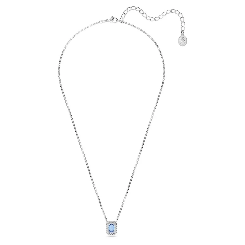 Collier Una en Métal Rhodié avec Cristaux Swarovski Bleu - 38 - 43 cm. Color: blanc | Doucet Latendresse