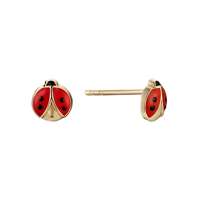 Boucles d'Oreilles Coccinelle en Or 10K. Color: jaune | Doucet Latendresse