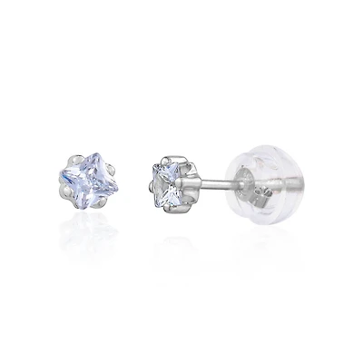 White Gold 10K earrings with cubic zirconia. Color: white | Doucet Latendresse