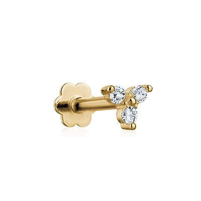 Cartilage earring with cubic zirconia in 10K yellow Gold - 3mm. Color: yellow | Doucet Latendresse