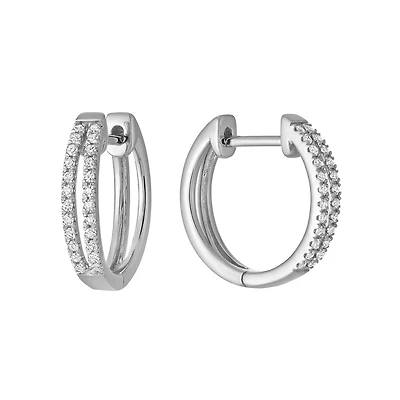 10K white Gold earrings with diamond 15 points. Color: white | Doucet Latendresse
