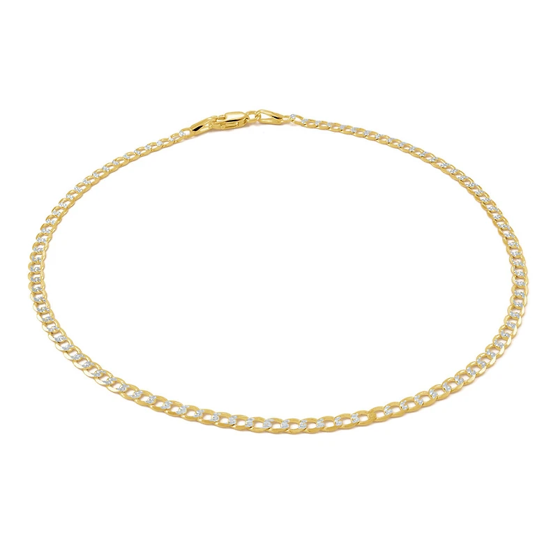 Curb chain anklet 10'' - 10K yellow and white Gold | Doucet Latendresse