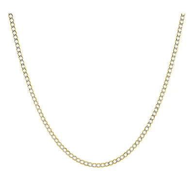 Curb chain for women 18'' - 10K yellow and white Gold. Color: 2 tone | Doucet Latendresse
