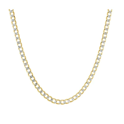 Curb chain for men 20'' - 10K yellow and white gold. Color: 2 tone | Doucet Latendresse