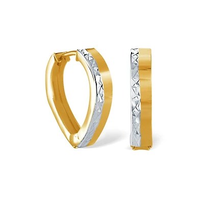 Hoop earrings for women - 10K 2-tone Gold - 17mm x 15mm. Color: yellow | Doucet Latendresse