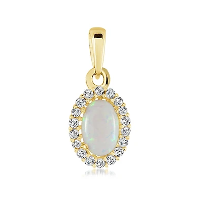 Pendentif pour femme opale avec zircons cubiques - Or jaune 10K. Color: jaune | Doucet Latendresse