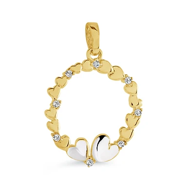 Pendentif ppour femme avec coeurs et zircons cubiques - Or jaune 10K. Color: jaune | Doucet Latendresse