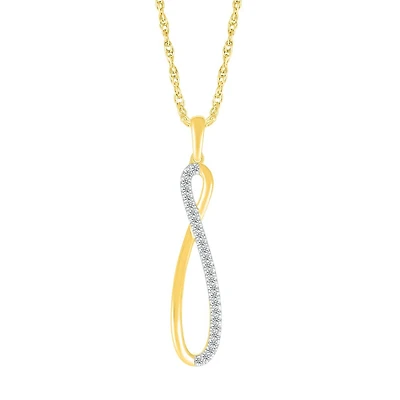 Pendentif infini avec chaîne en Or jaune 10K avec diamants. Color: jaune | Doucet Latendresse