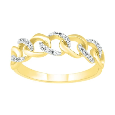 Bague maille entrelacée  pour femme avec motifs et diamants- Or jaune 10K. Color: jaune | Doucet Latendresse